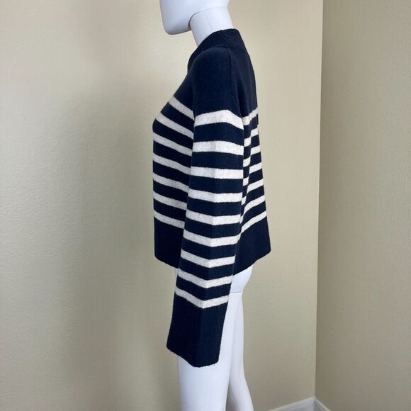 J Crew Women Size S Striped Chunky Crewneck Sweater Supersoft Yarn Preppy Alpaca - Picture 11 of 15